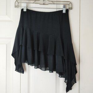 Teenie Weenie Asymetrical Black Ruffle Mini Skirt